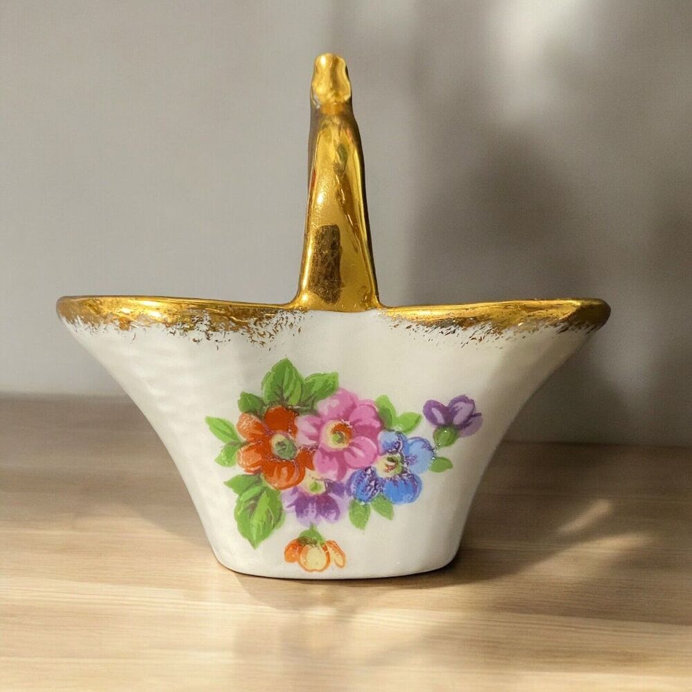 Vintage Limoges Porcelain Flower Garden Basket Doll House Porcelaine d' Art - Picture 3 of 14